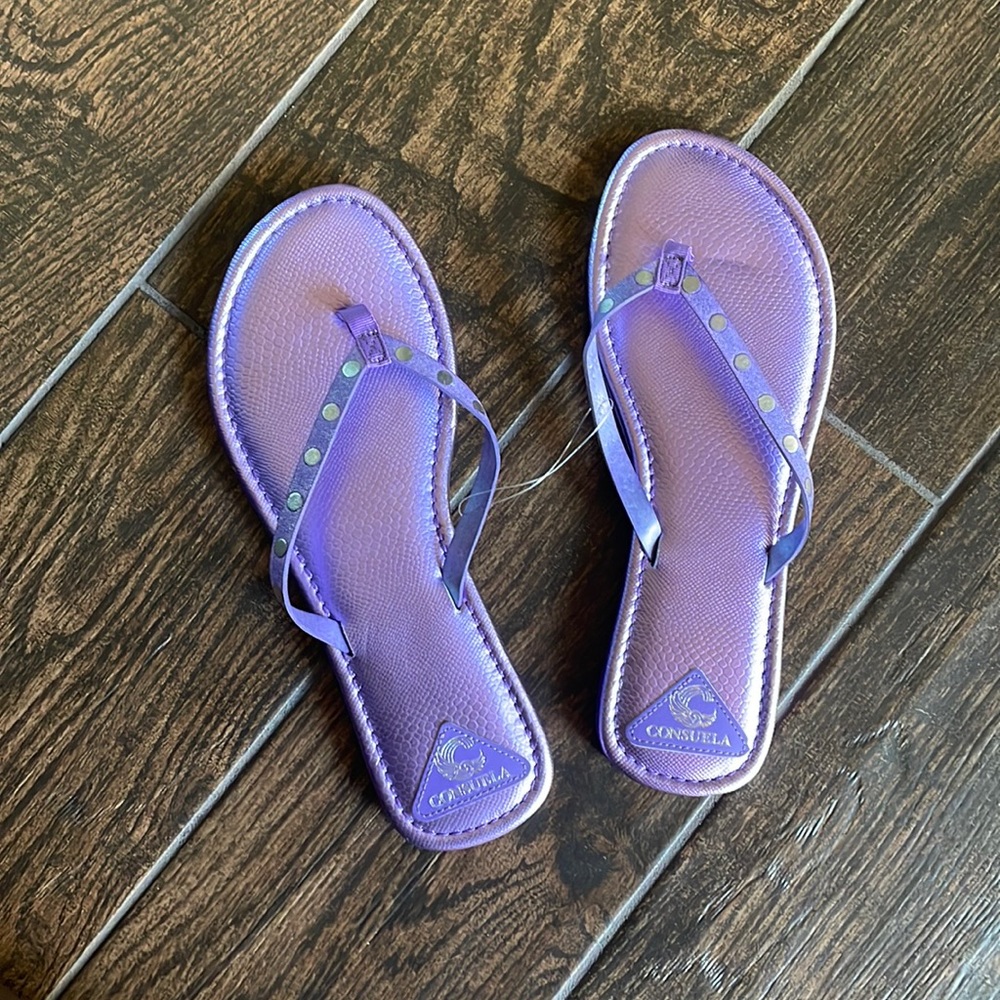 Consuela Purple Flip Flops NEW WITH TAGS